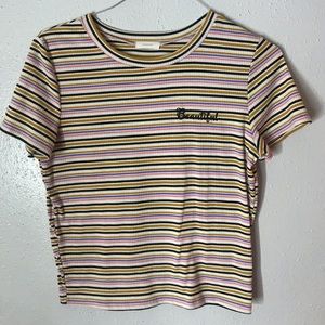 Stripped Embroidered Crop Top